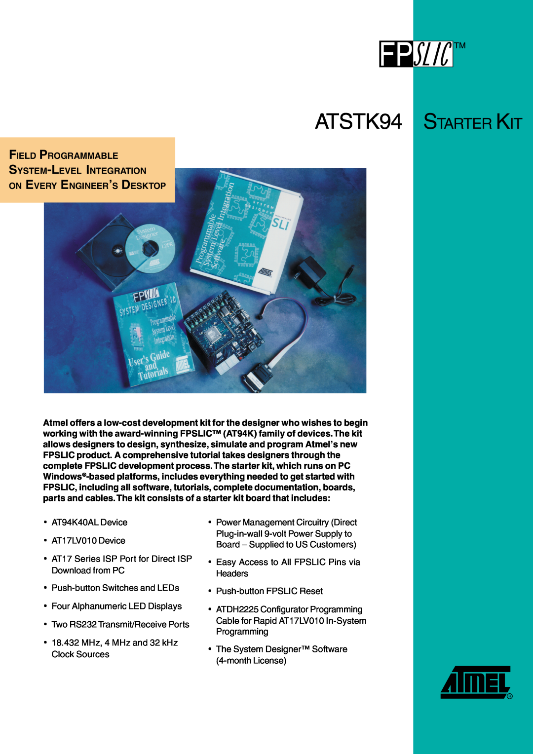 Atmel ATSTK94 manual Starter Kit 