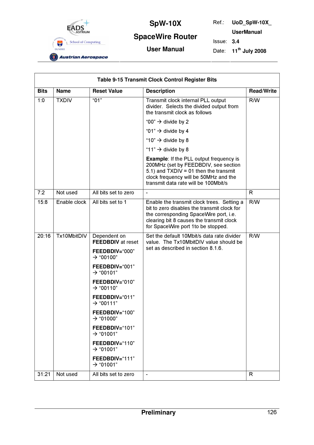 Atmel SpW-10X user manual 126 