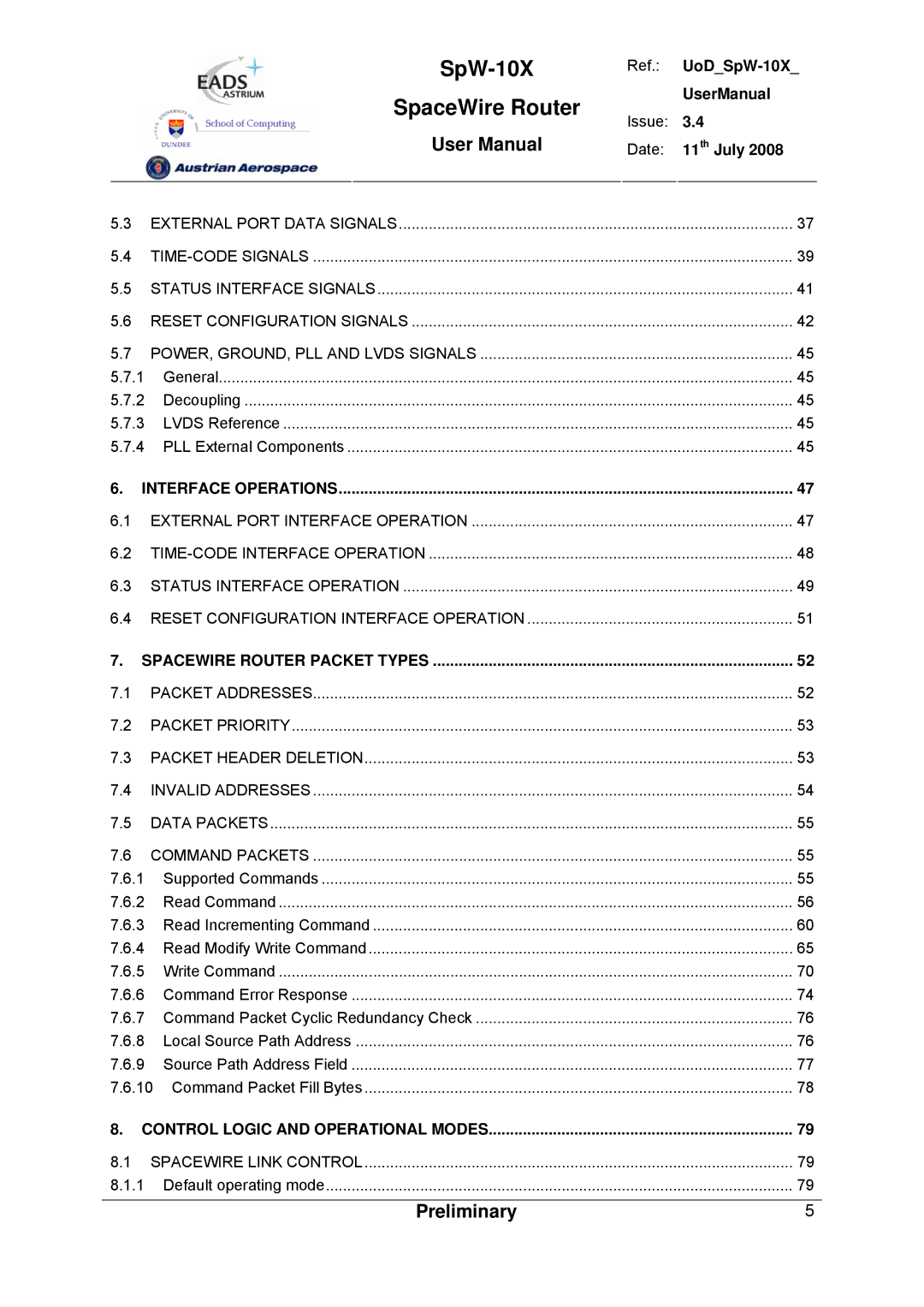 Atmel SpW-10X user manual Control Logic and Operational Modes 