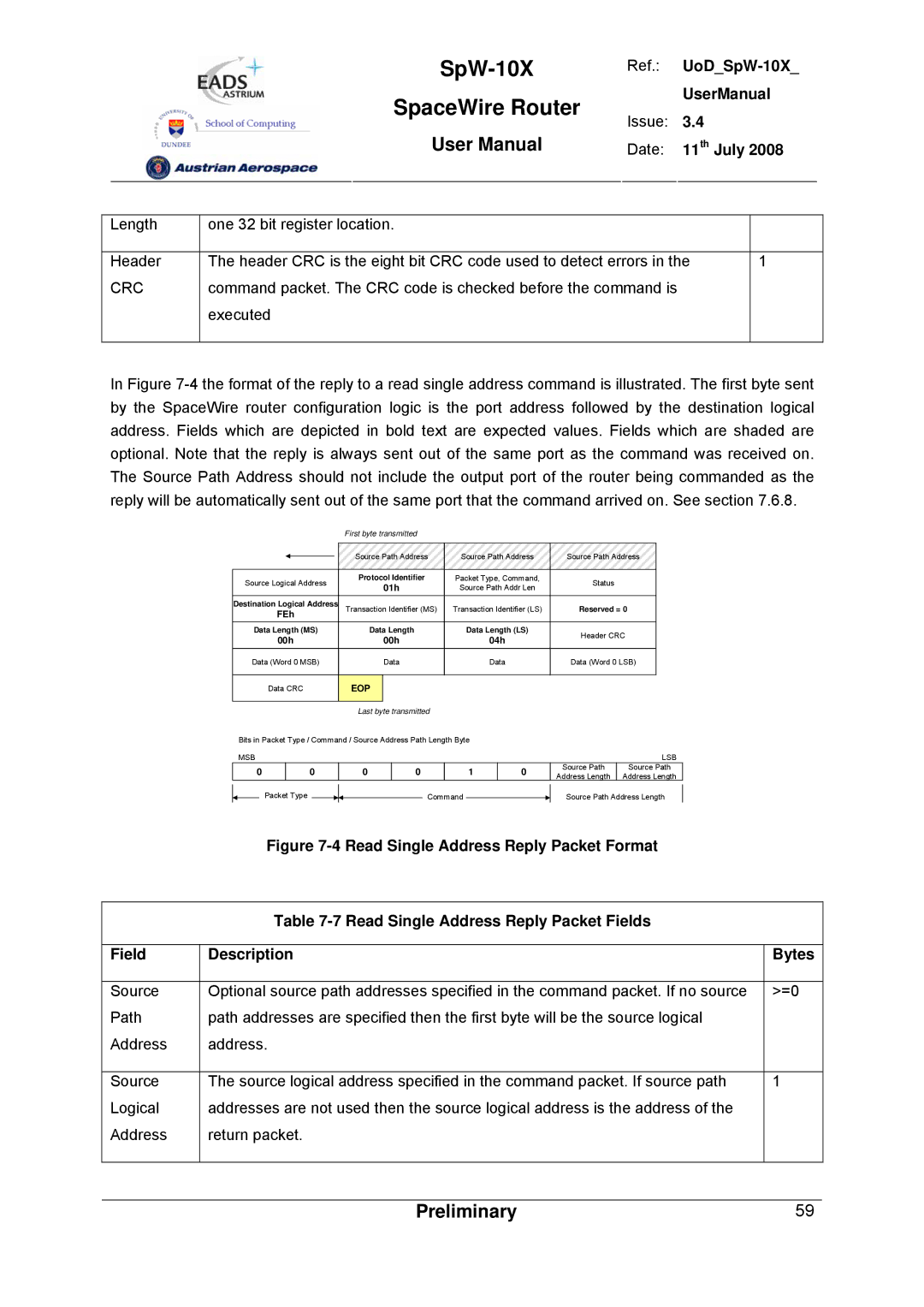 Atmel SpW-10X user manual Eop 