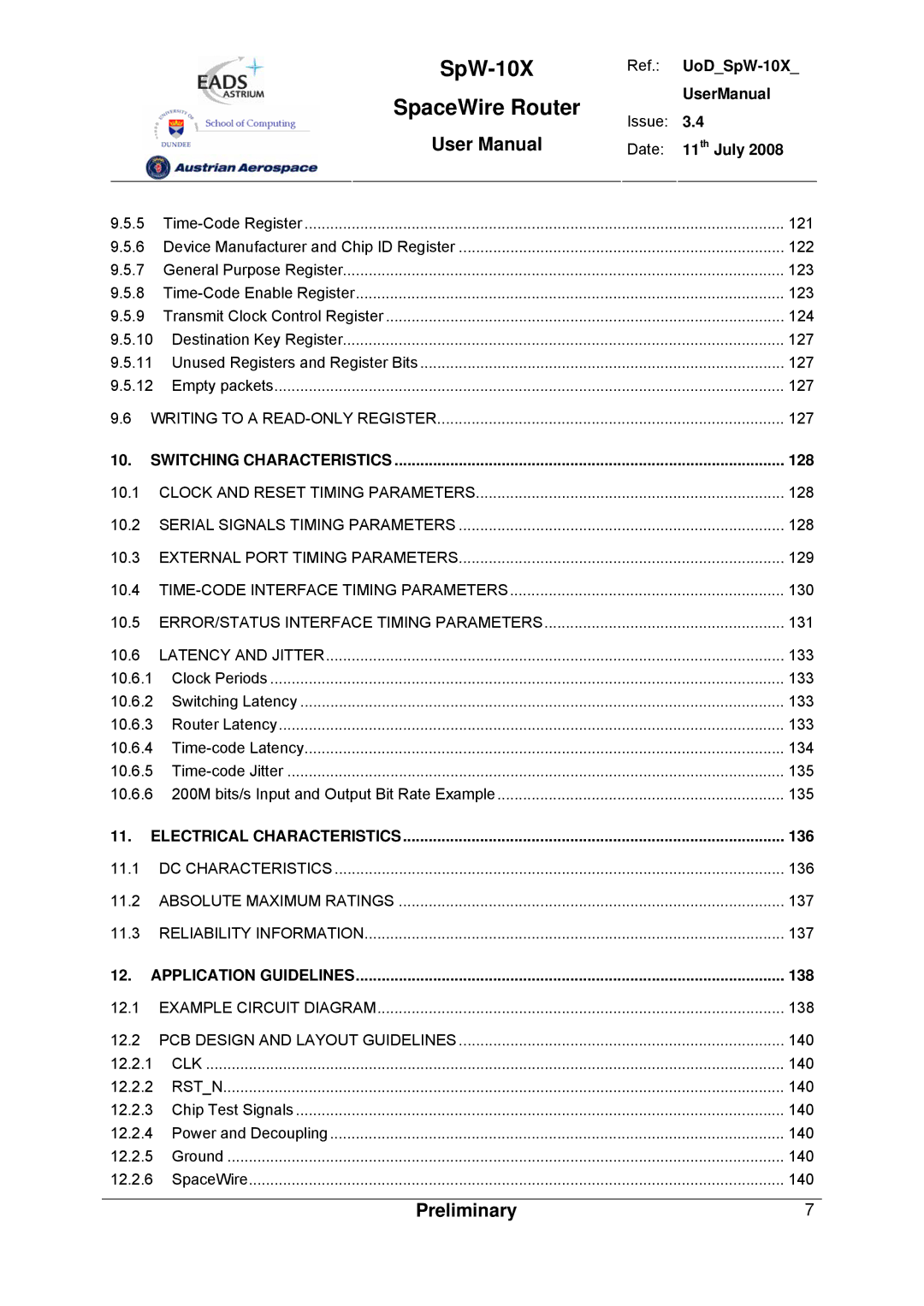 Atmel SpW-10X user manual 128, 136, 138 