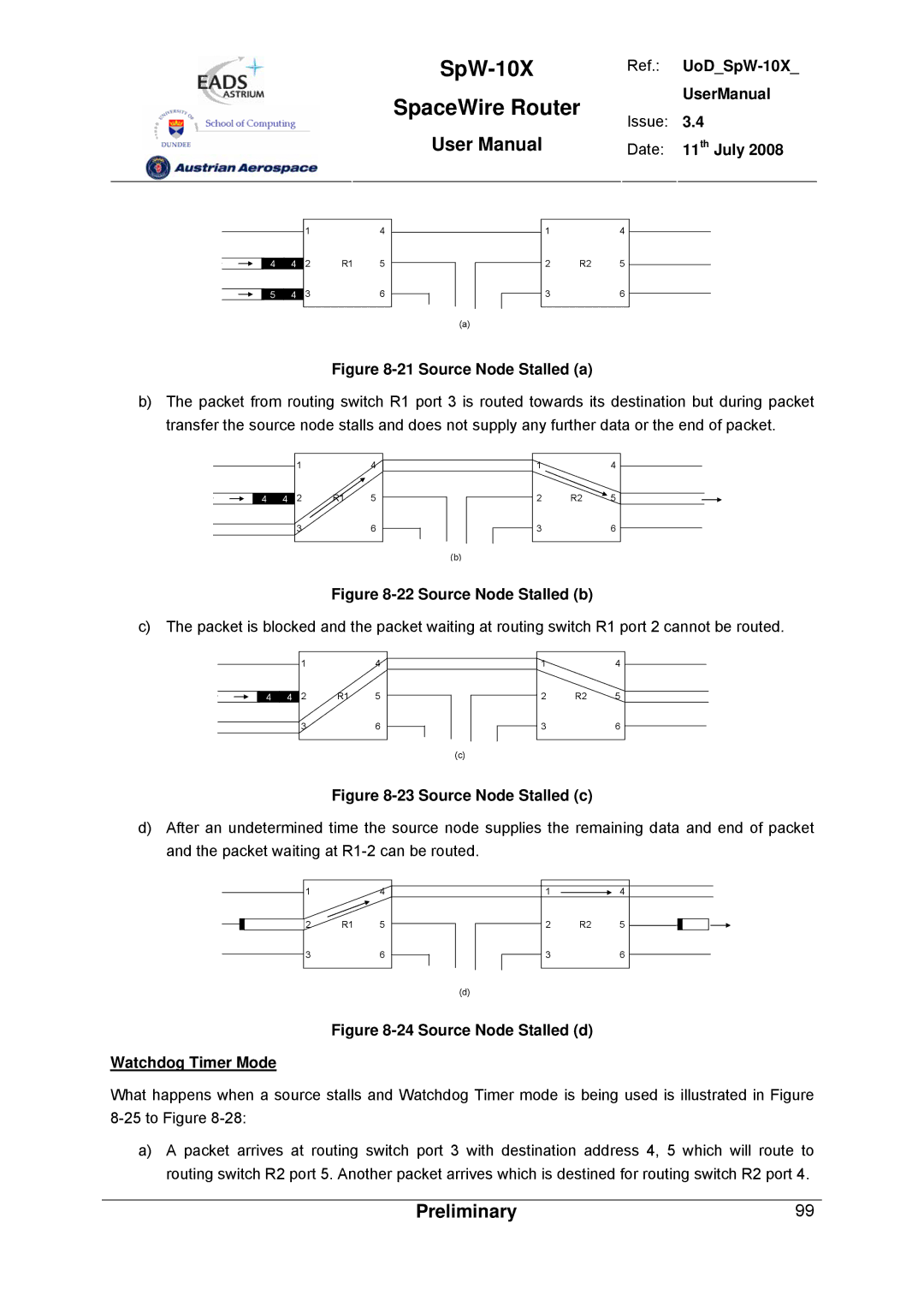 Atmel SpW-10X user manual Source Node Stalled a 