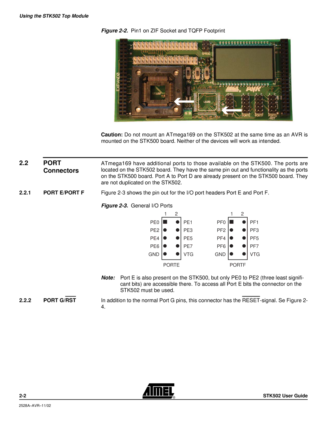 Atmel manual Connectors, Are not duplicated on the STK502, STK502 must be used 