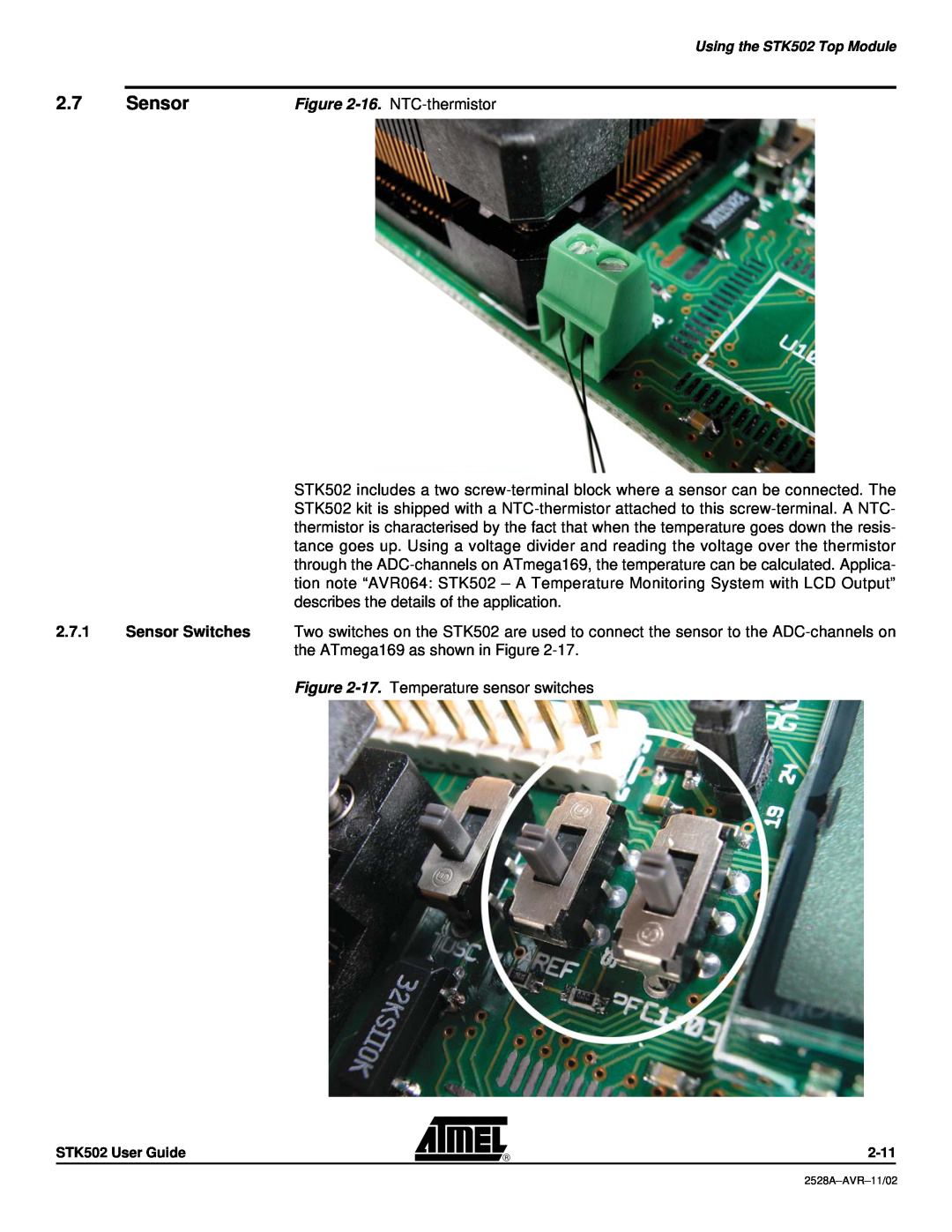 Atmel STK502 manual Sensor, 16. NTC-thermistor 