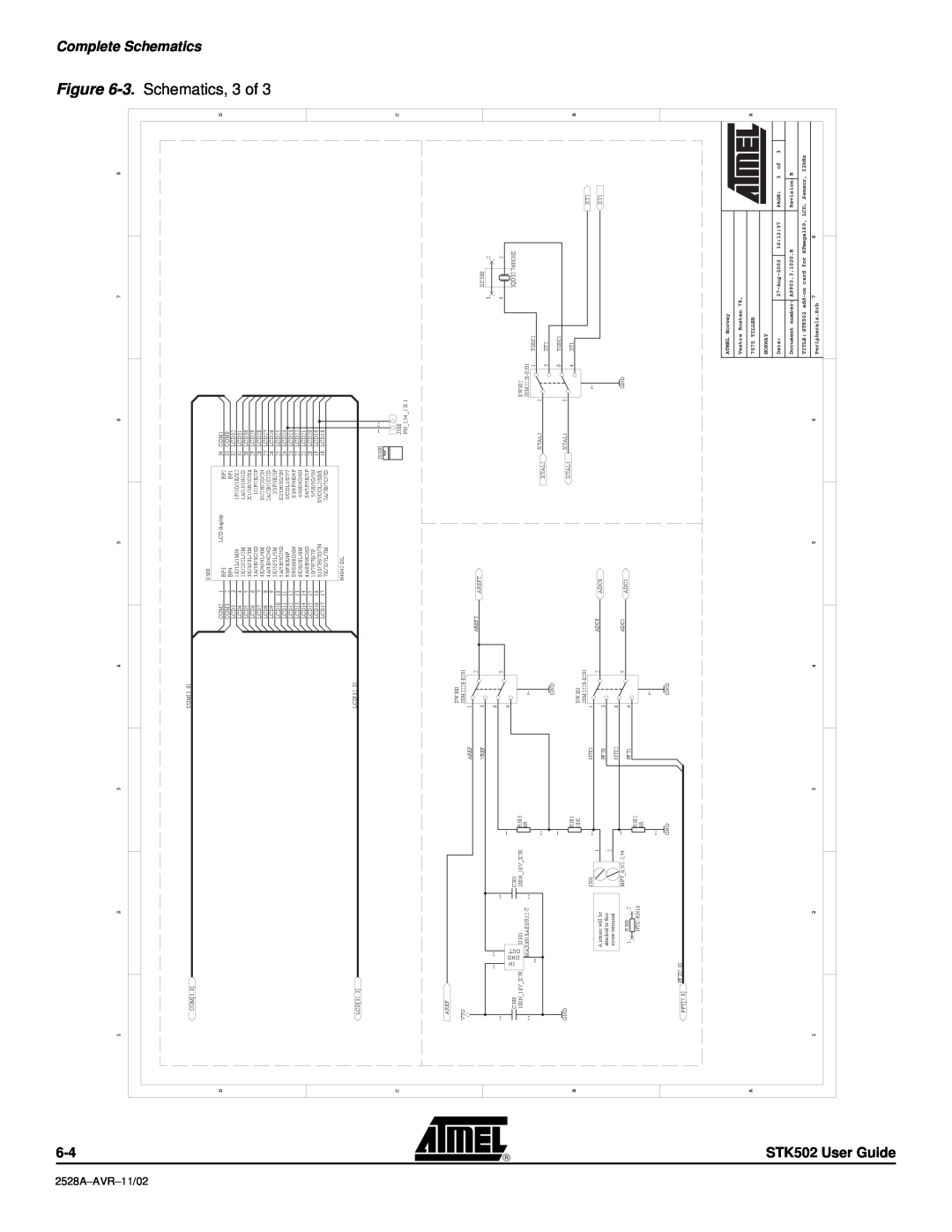 Atmel STK502 manual FigureSchematics, CompleteSchematics, 2528A-AVR-11/02 