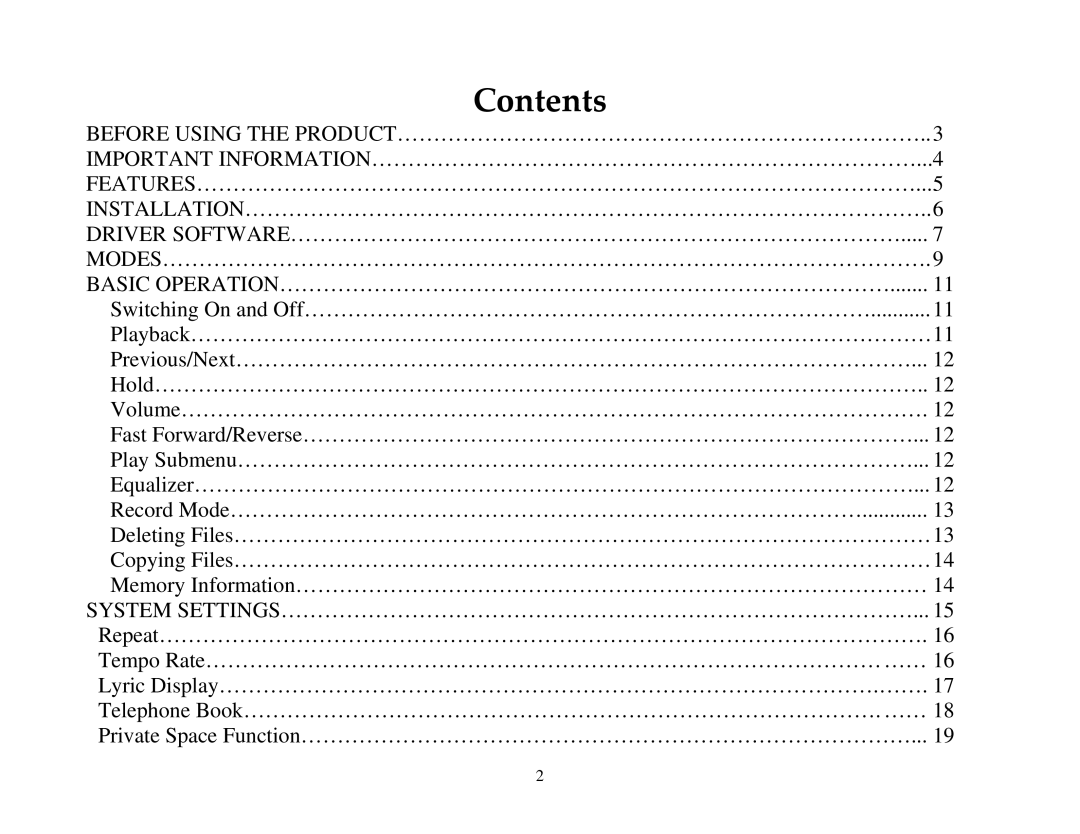 ATMT MP130 manual Contents 