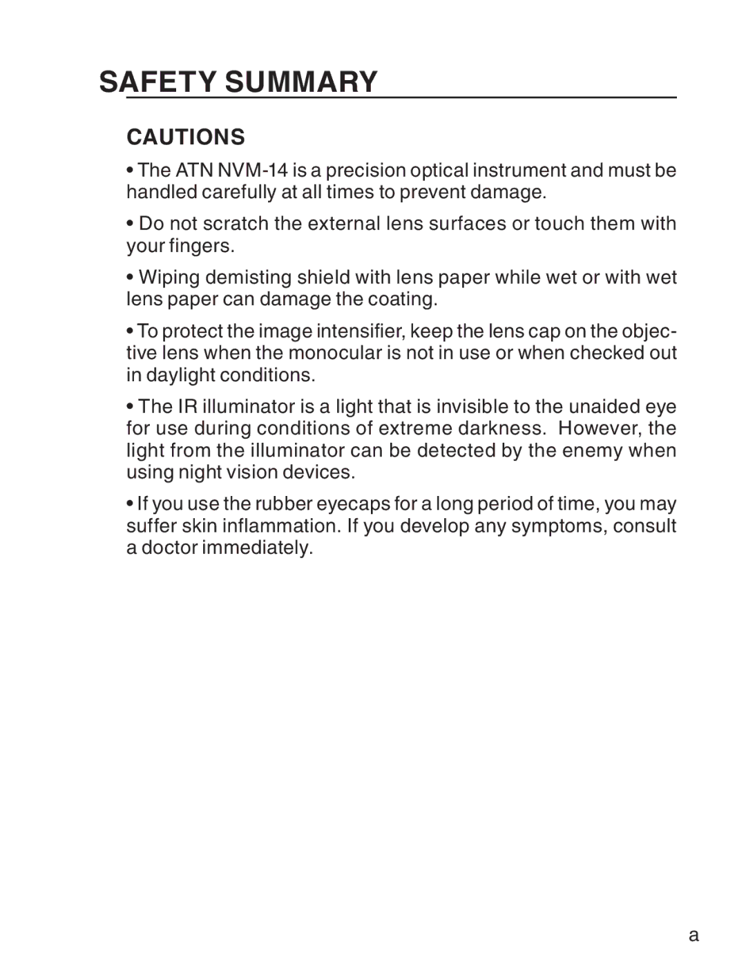 ATN 3 manual Safety Summary 