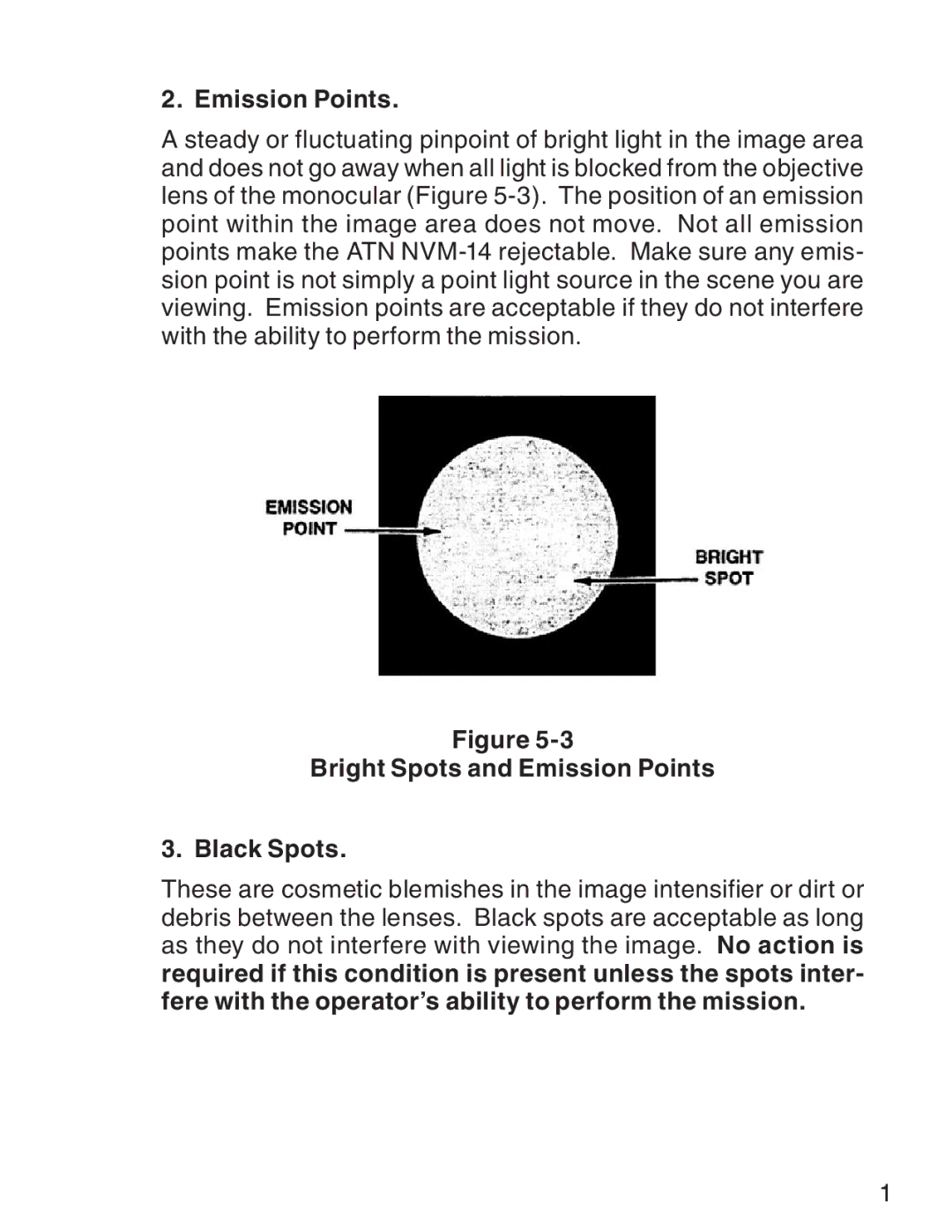 ATN 3 manual Bright Spots and Emission Points Black Spots 