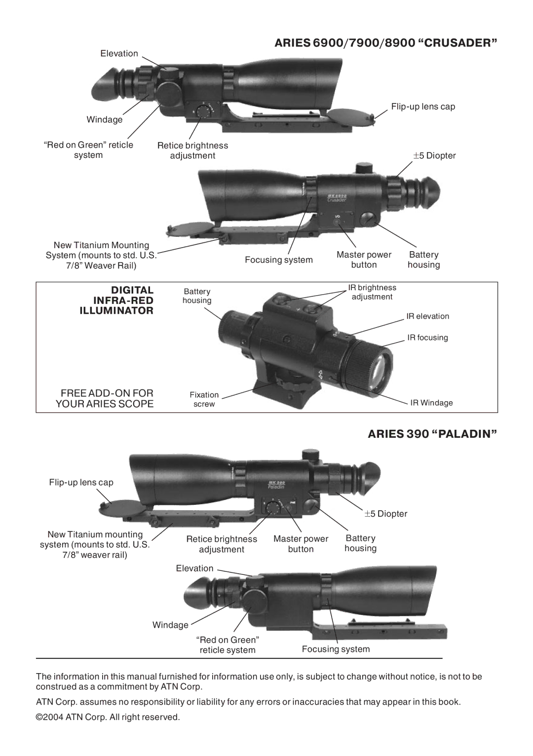 ATN manual Aries 6900/7900/8900 Crusader, Aries 390 Paladin 