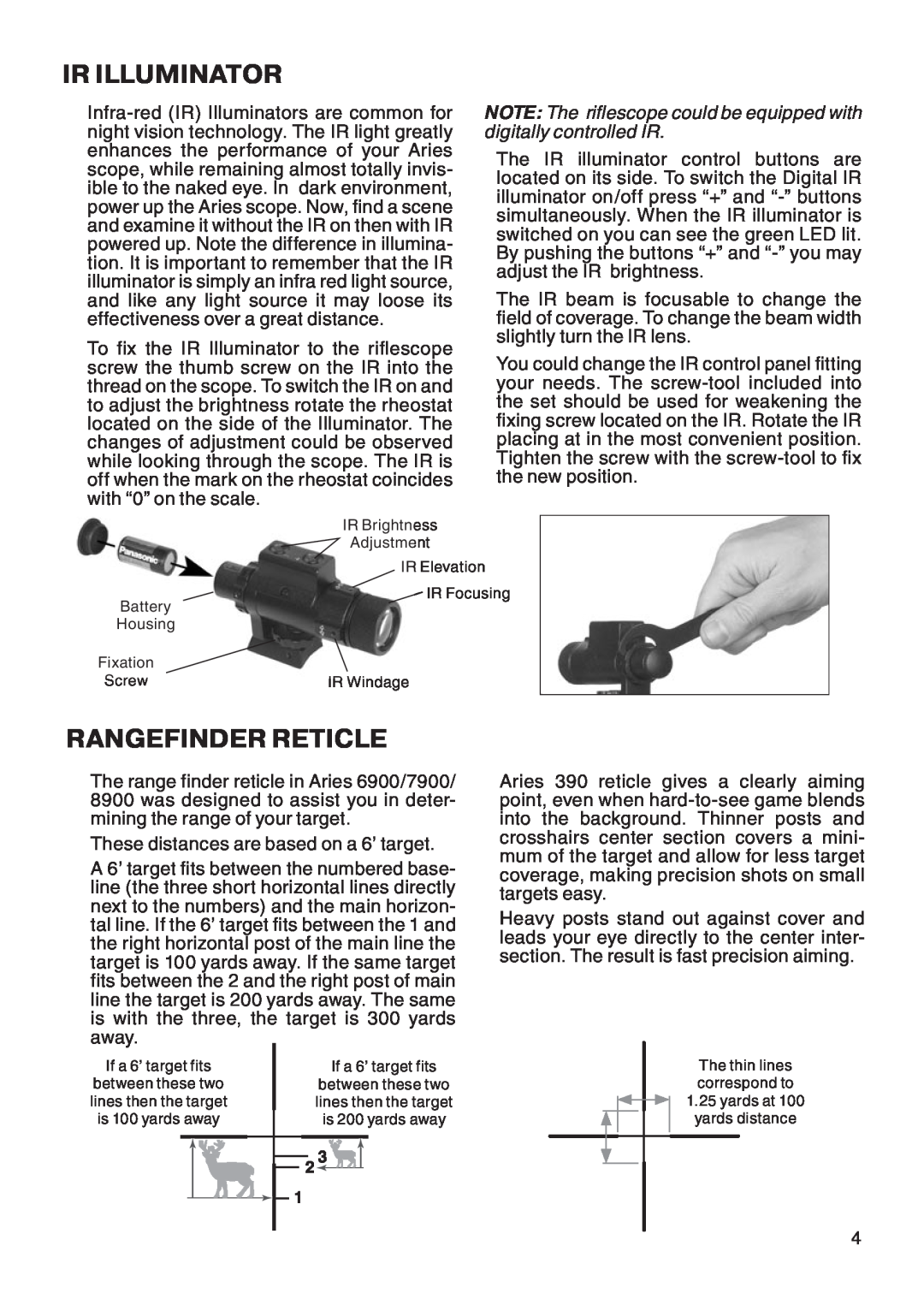 ATN ATN Aries 7900 manual Ir Illuminator, Rangefinder Reticle 