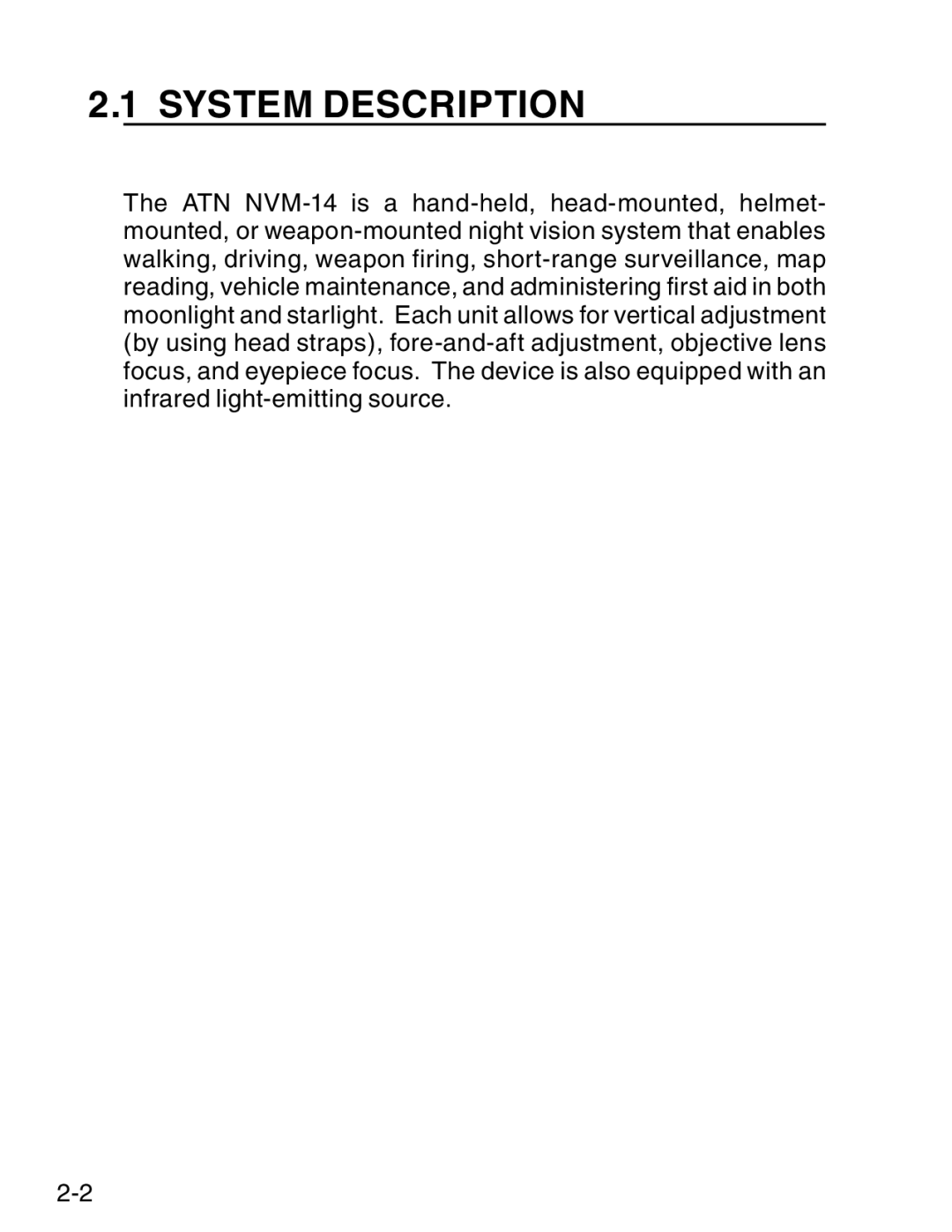 ATN ATN NVM14 manual System Description 