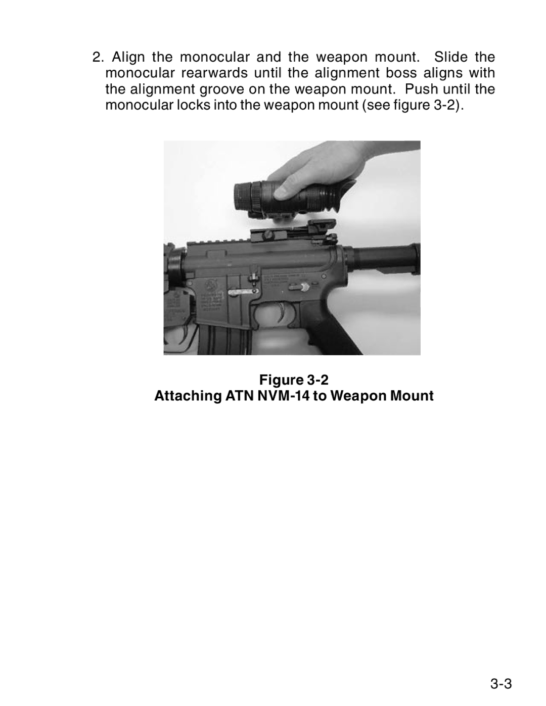 ATN ATN NVM14 manual Attaching ATN NVM-14 to Weapon Mount 