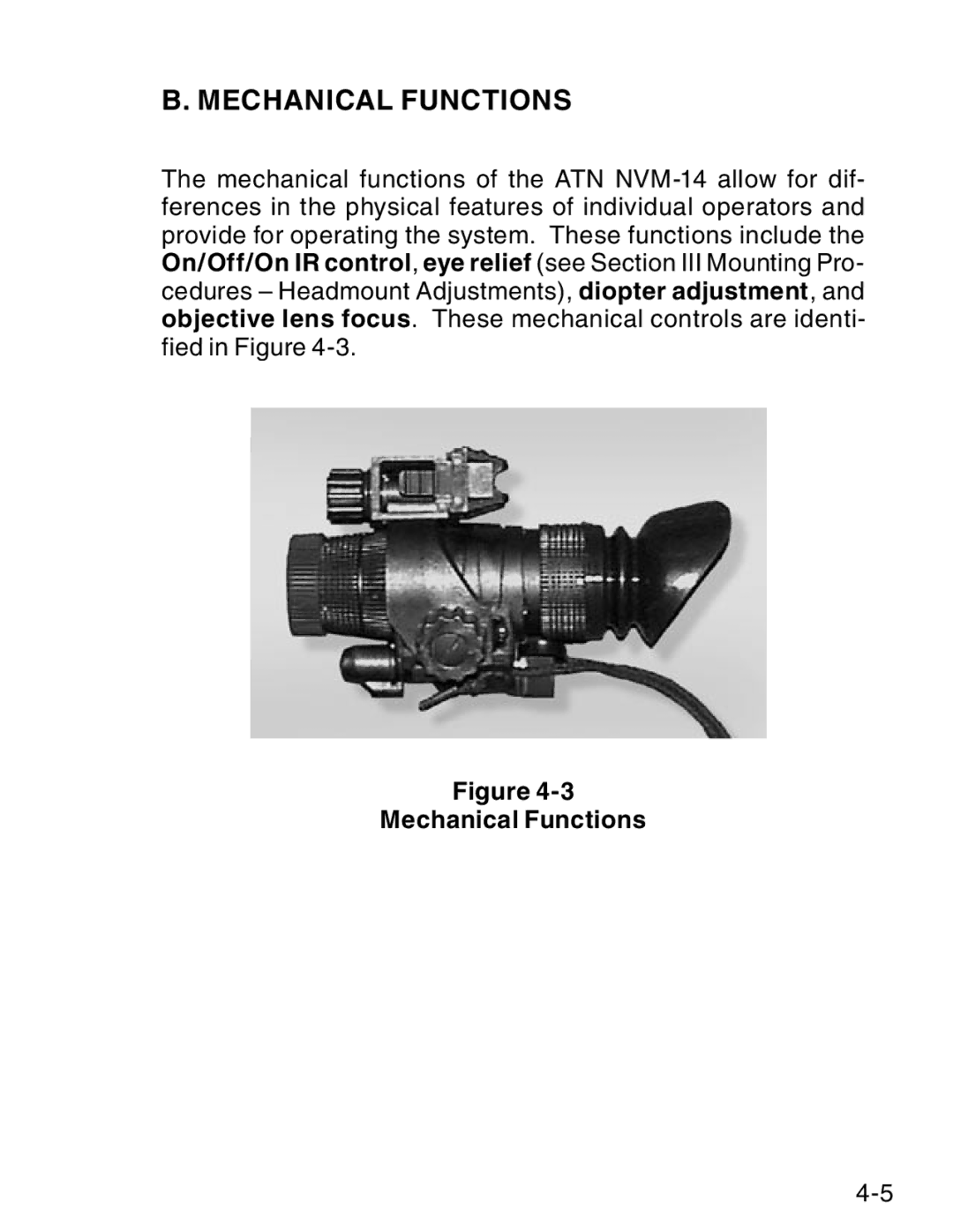 ATN ATN NVM14 manual Mechanical Functions 