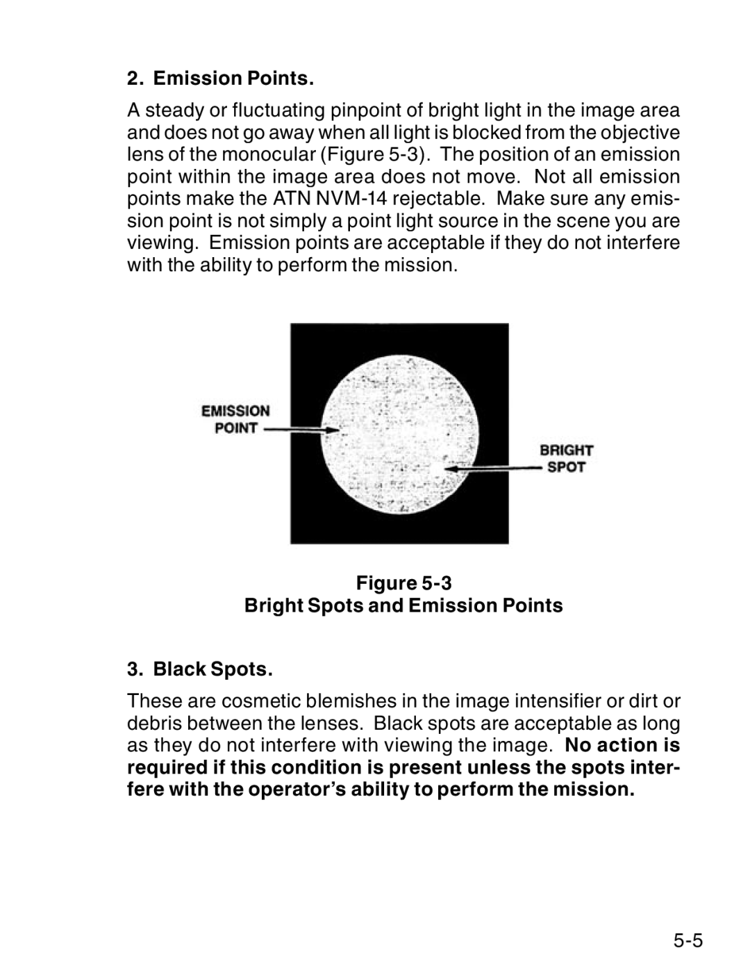 ATN ATN NVM14 manual Bright Spots and Emission Points Black Spots 