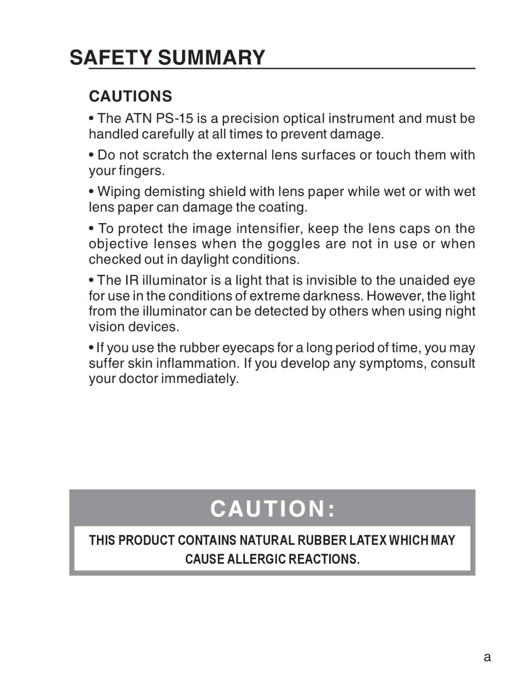 ATN ATN PS-15 manual Safety Summary 