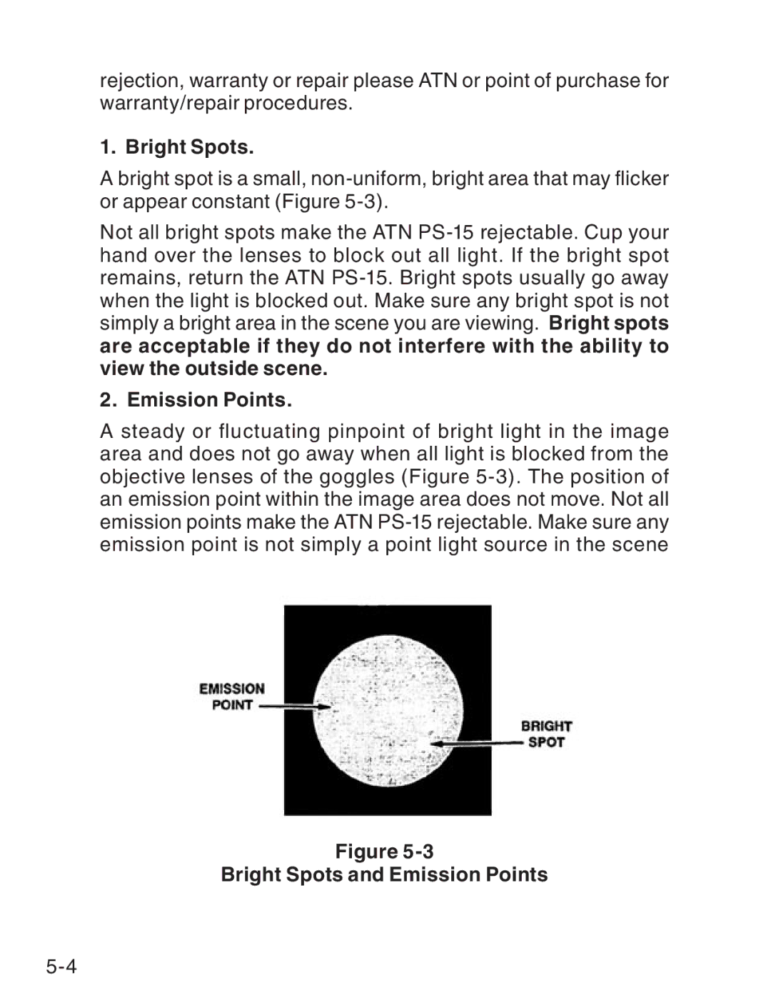 ATN ATN PS-15 manual Bright Spots and Emission Points 