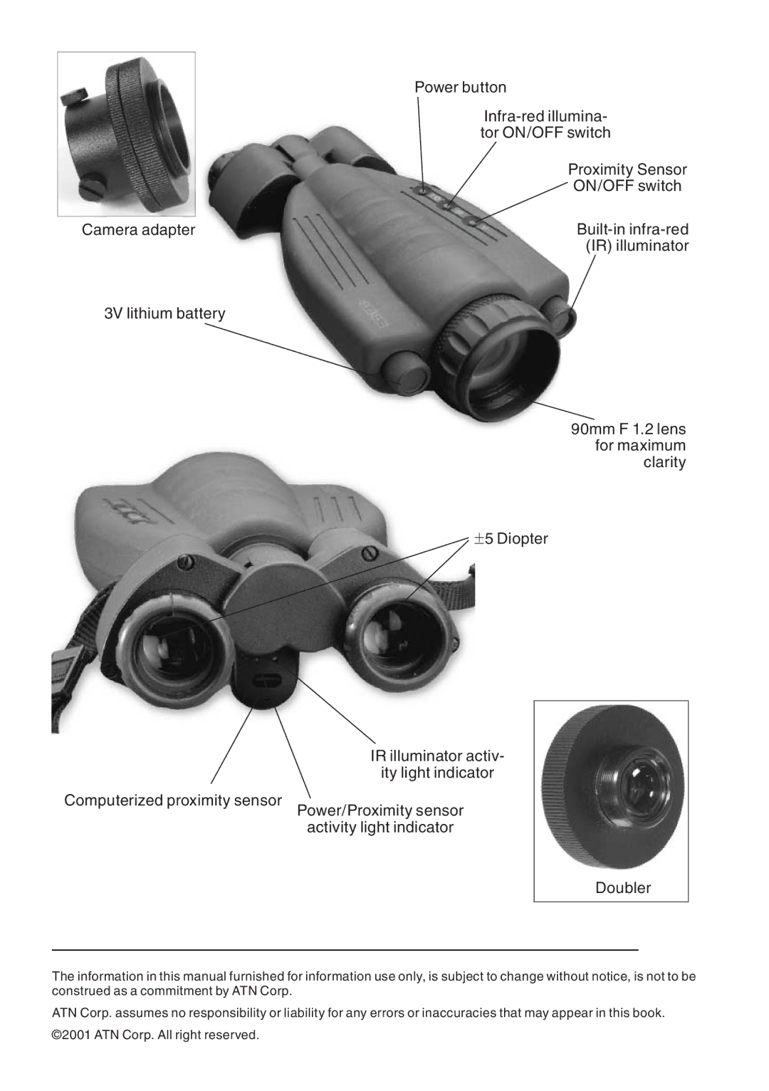 ATN Binocular manual Power button 