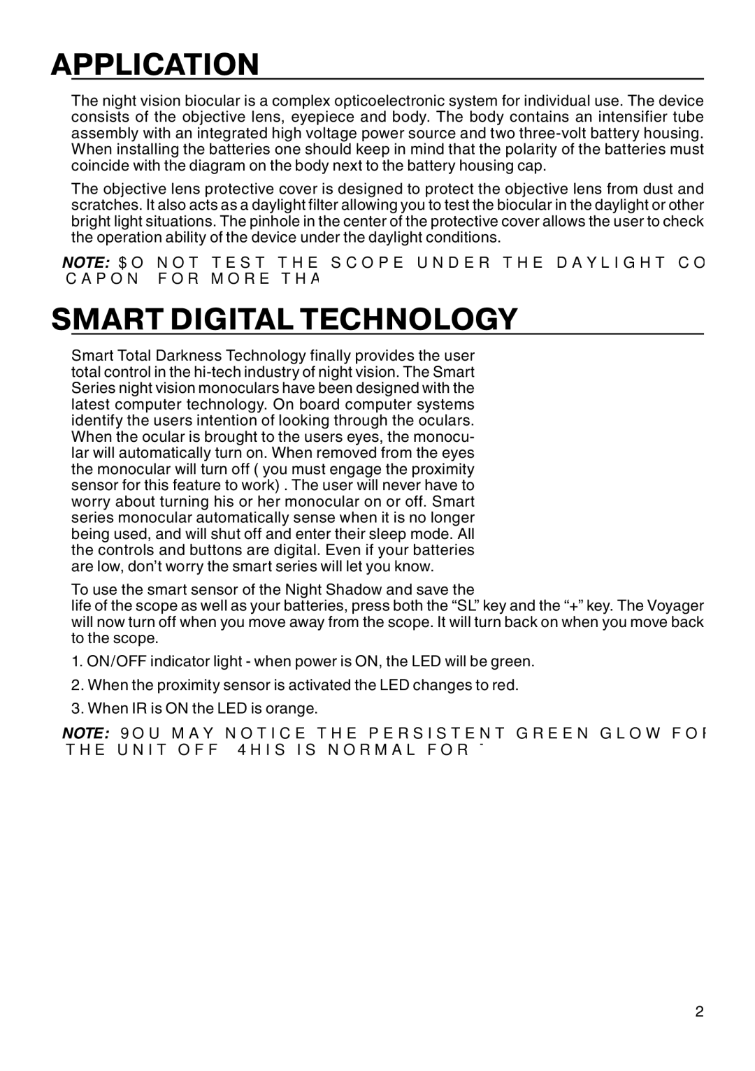 ATN Night Vision Biocular manual Application, Smart Digital Technology 