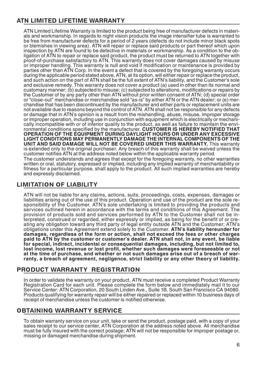 ATN PS-23 manual Limitation of liability 