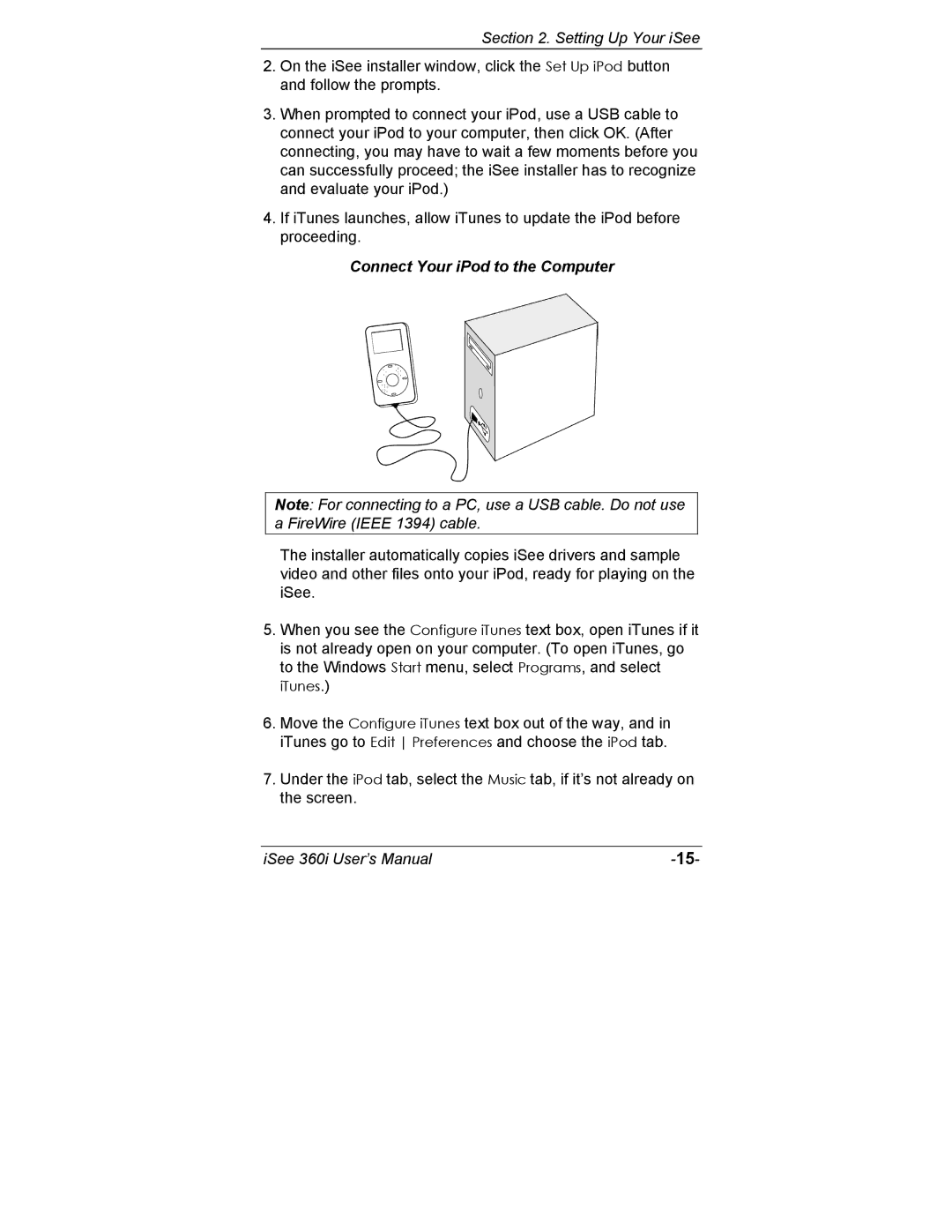 ATO 360i user manual Connect Your iPod to the Computer 