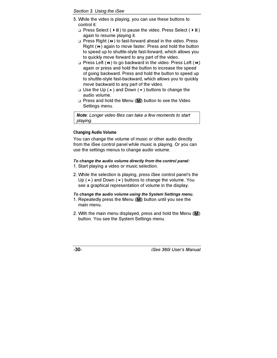 ATO 360i user manual Changing Audio Volume 