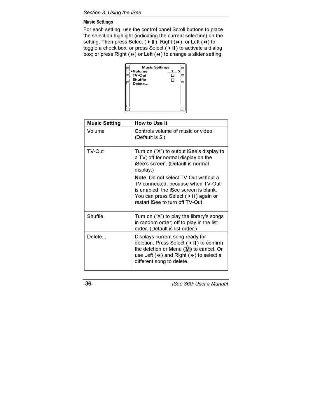 ATO 360i user manual Music Settings, Music Setting How to Use It 