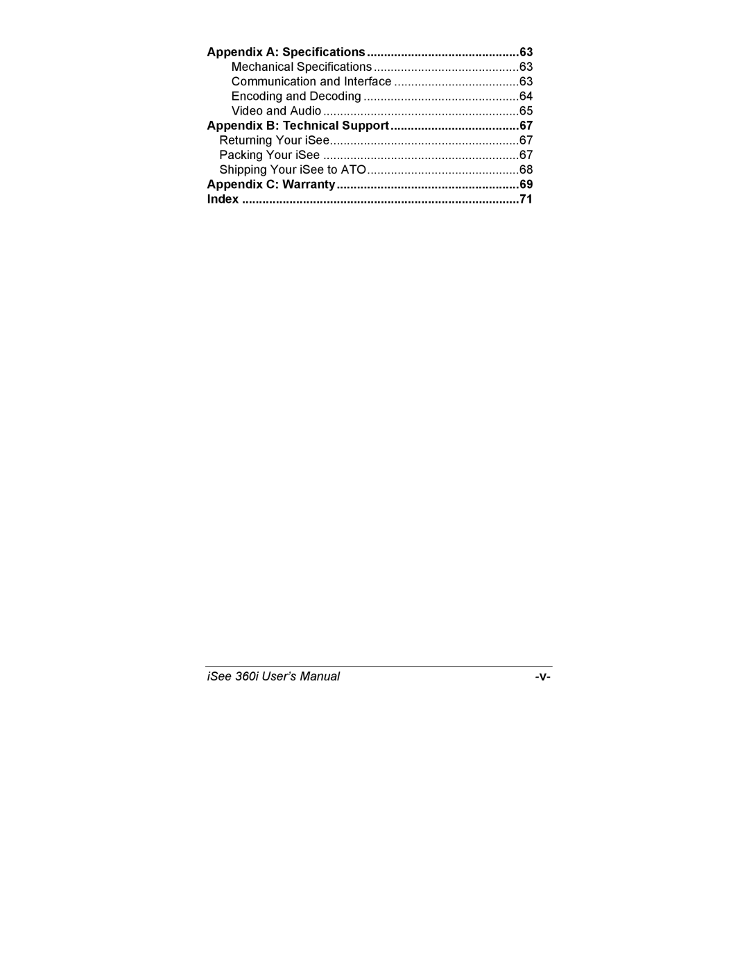 ATO 360i user manual Returning Your iSee 