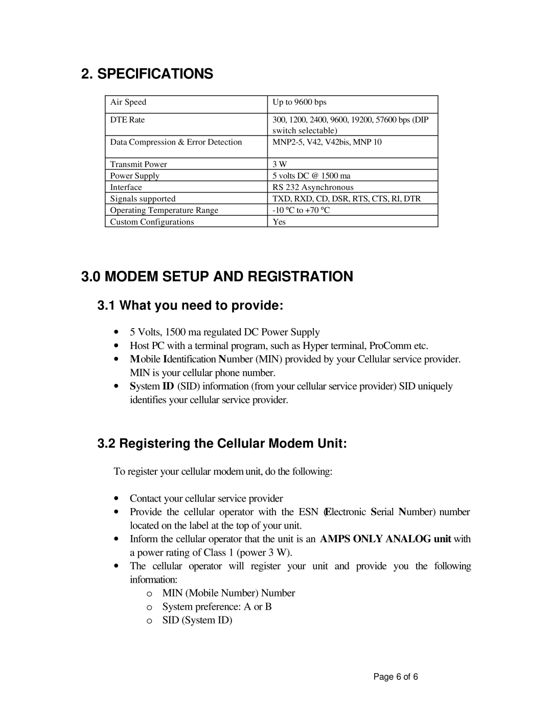 ATO CMM 900-3W Specifications, Modem Setup and Registration, What you need to provide, Registering the Cellular Modem Unit 