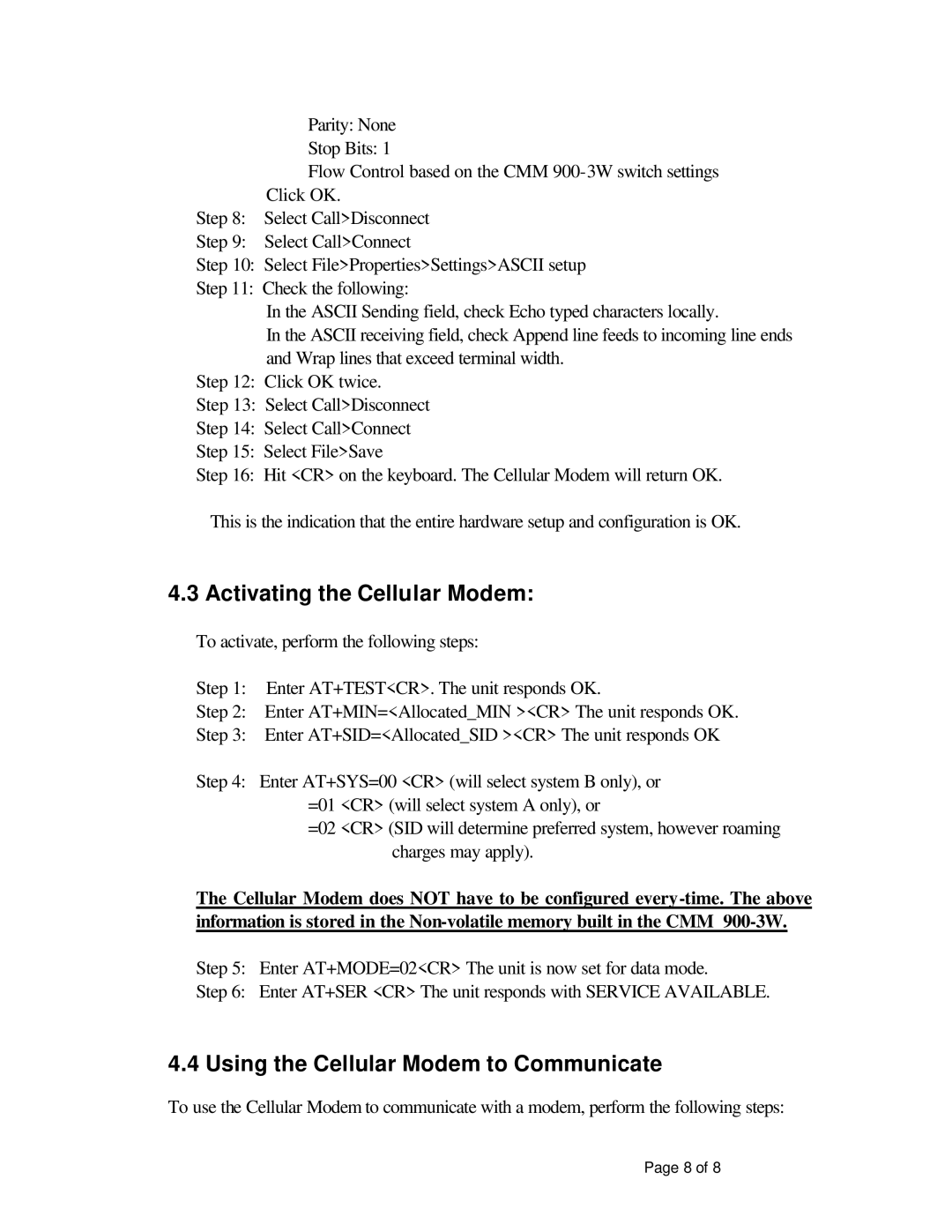 ATO CMM 900-3W manual Activating the Cellular Modem, Using the Cellular Modem to Communicate 