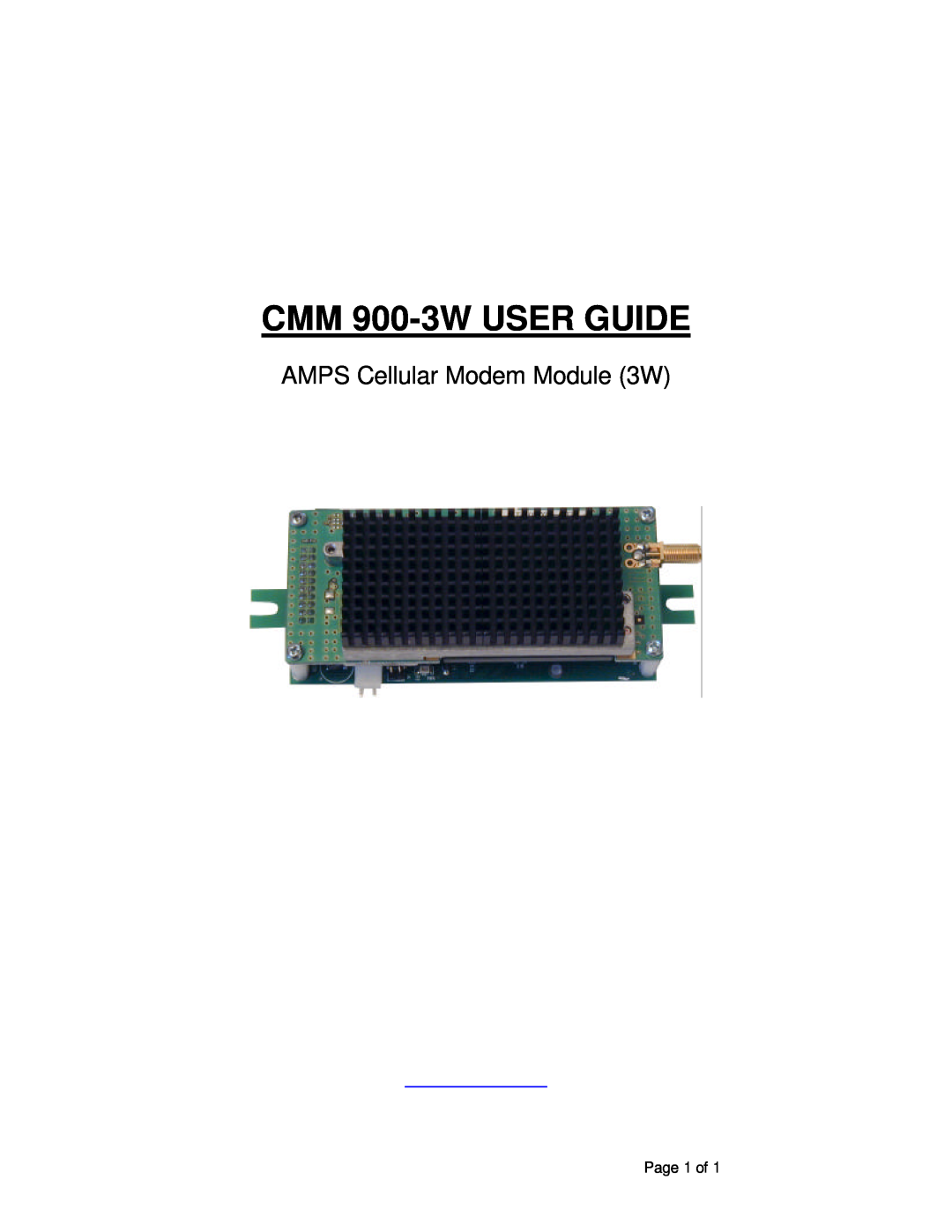 ATO manual CMM 900-3W USER GUIDE, AMPS Cellular Modem Module 3W 