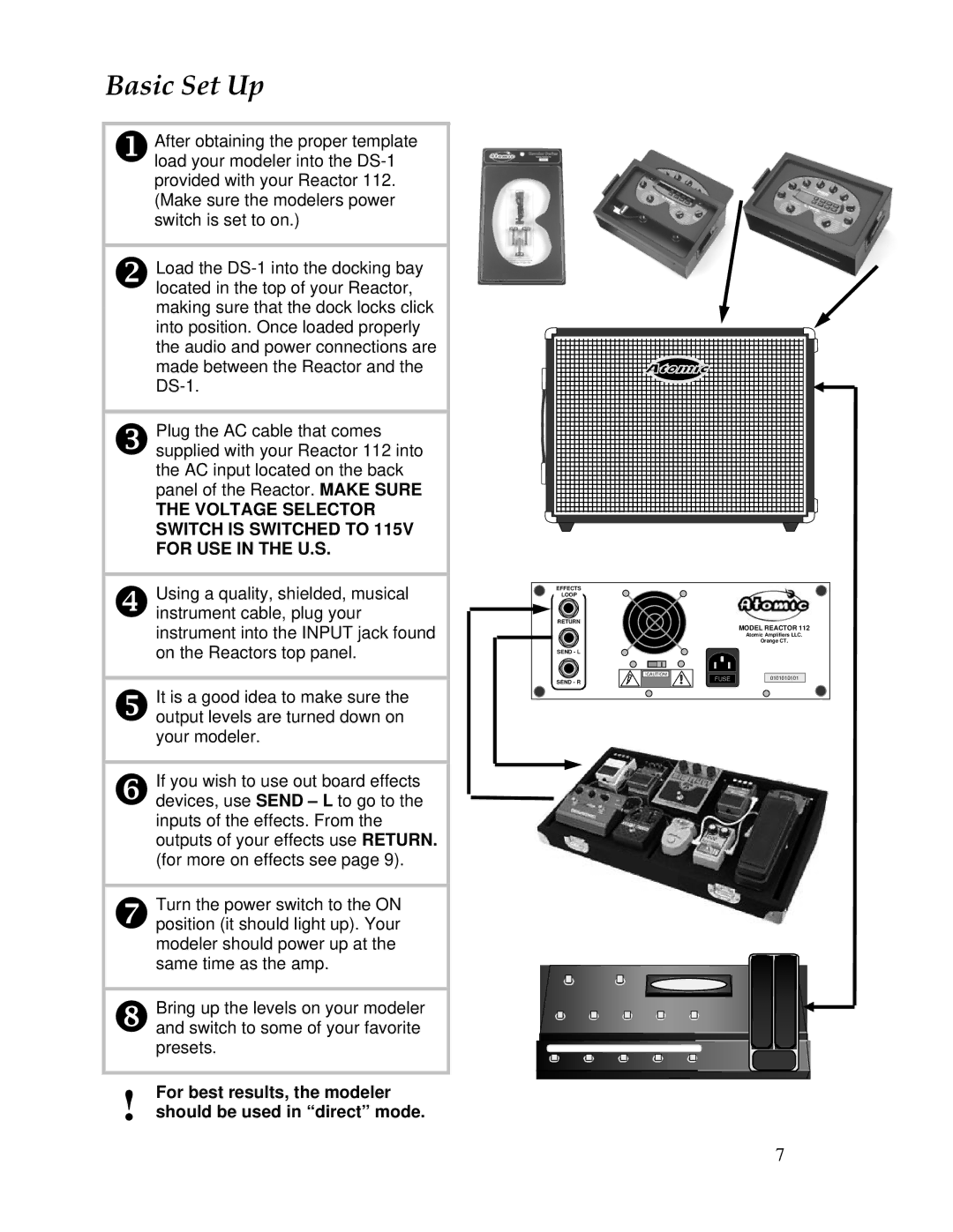 Atomic 112 owner manual Basic Set Up 