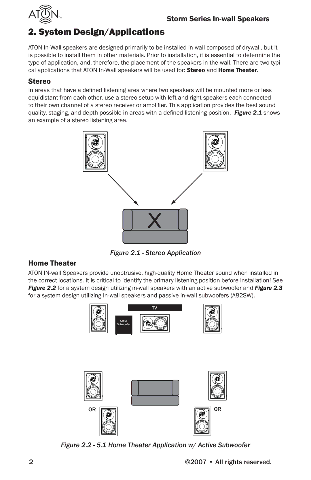 ATON A82W, A62W, A82SW, A61W, A60W manual System Design/Applications, Stereo, Home Theater 