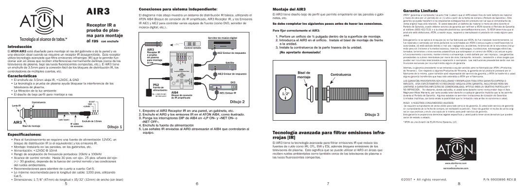 ATON Conexiones para sistema independiente, Montaje del AIR3, Garantía Limitada, Introducción, Características 