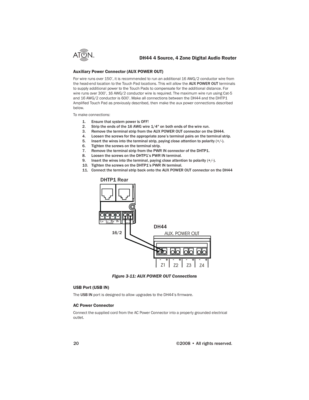 ATON DH44 manual 16/2, USB Port USB 