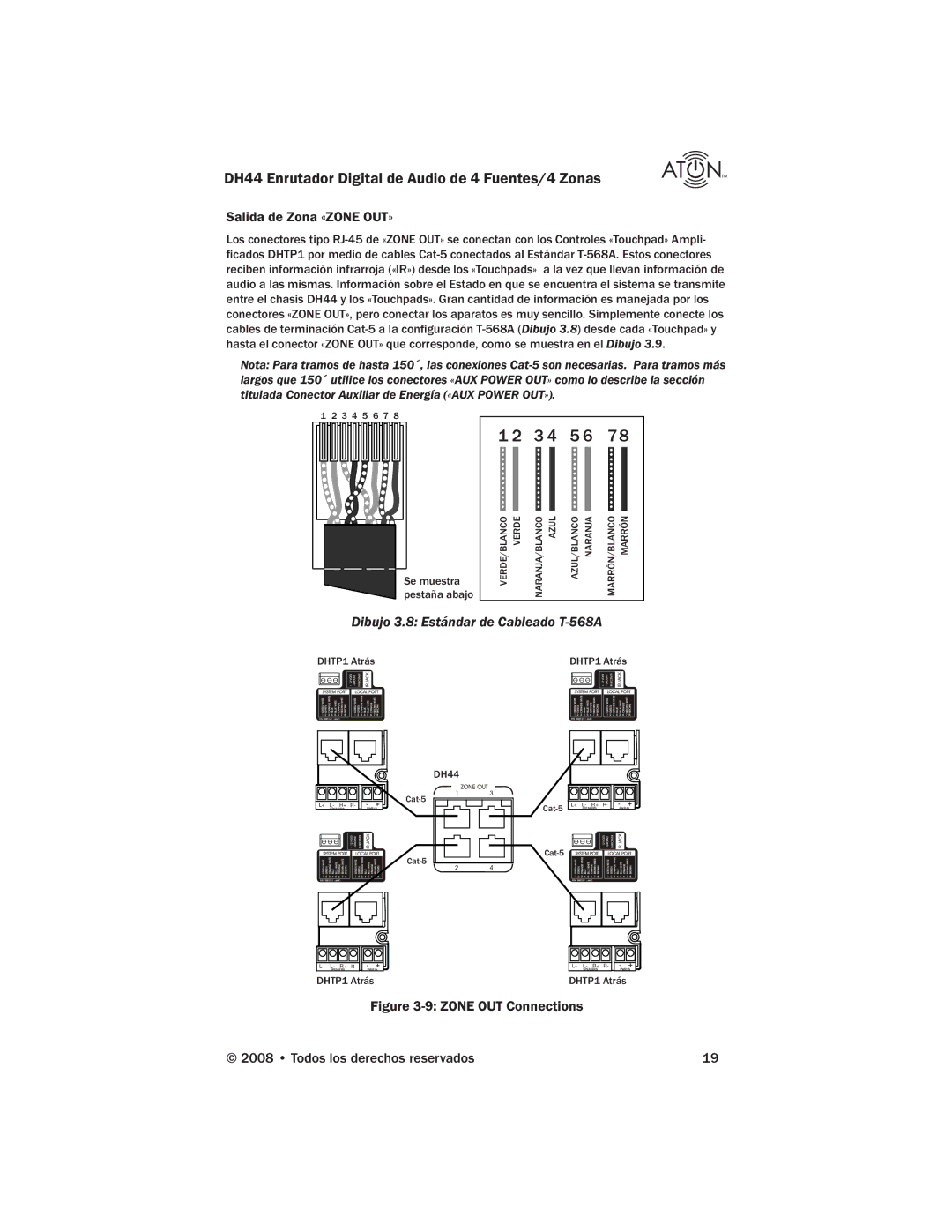 ATON DH44 manual 3 4 5 6, Salida de Zona «ZONE OUT» 