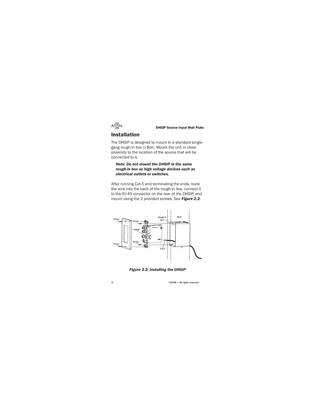 ATON DHSIP manual Installation, Installing the Dhsip 