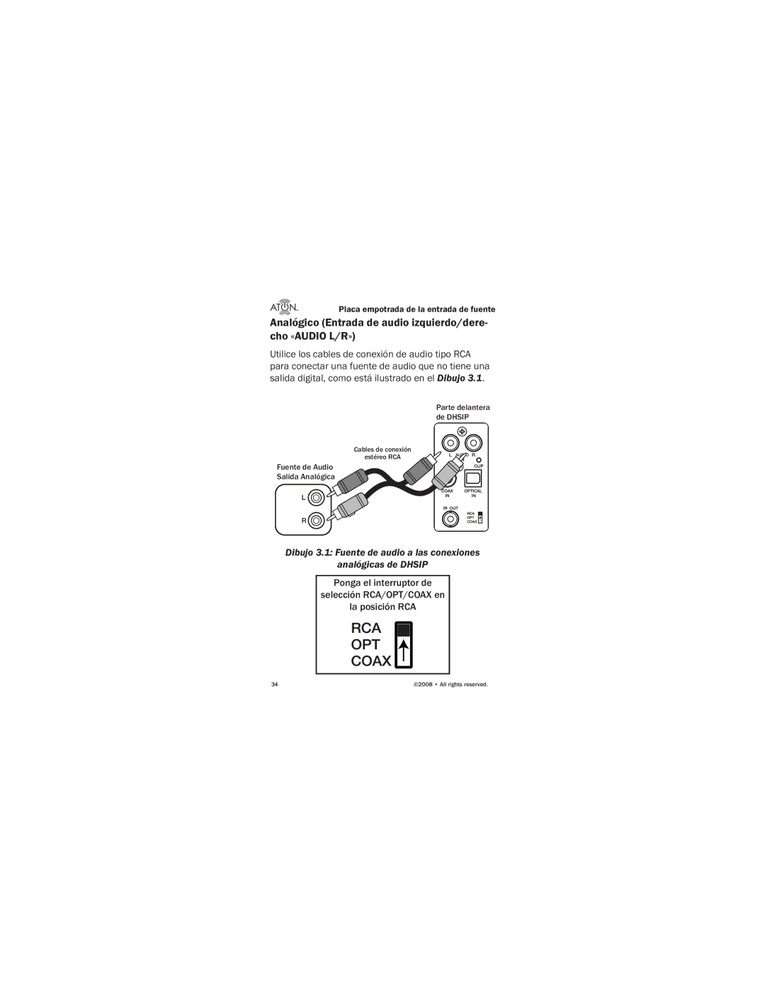 ATON DHSIP manual Analógico Entrada de audio izquierdo/dere- cho «AUDIO L/R» 