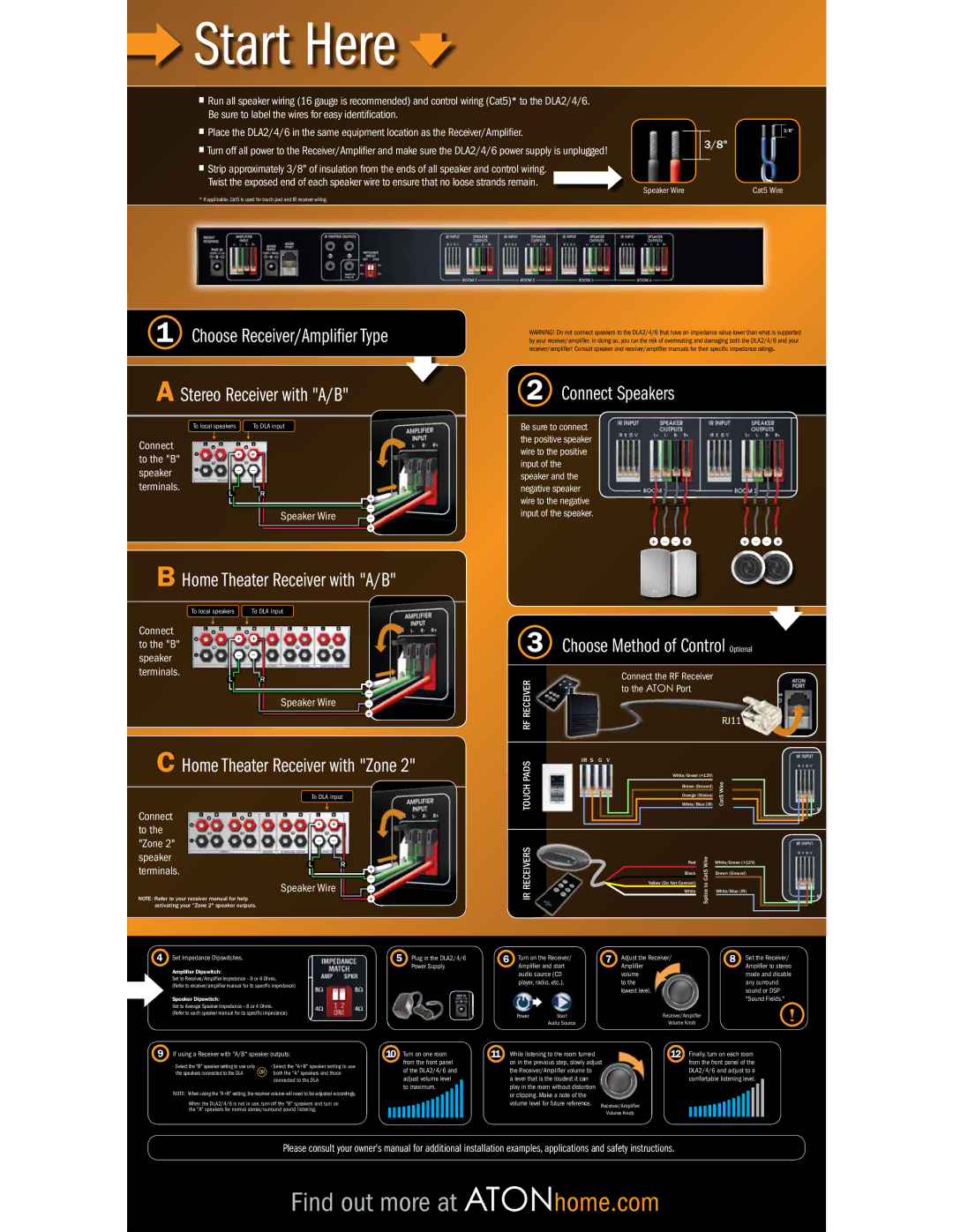 ATON DLA2, DLA4 owner manual Choose Receiver/Ampliﬁer Type Stereo Receiver with A/B, Home Theater Receiver with A/B 