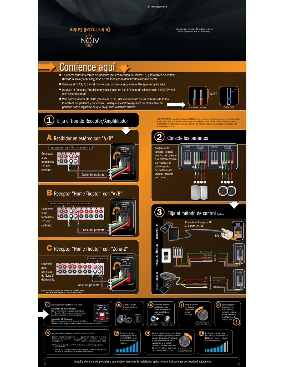 ATON DLA4, DLA2 owner manual Conecte los parlantes, Receptor Home Theater con a /B, Receptor Home Theater con Zona 