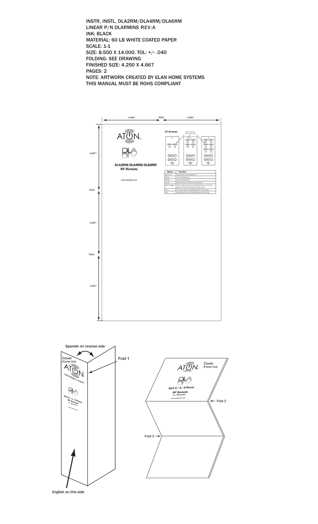 ATON DLA6RM, DLA4RM, DLA2RM warranty Folding see Drawing 