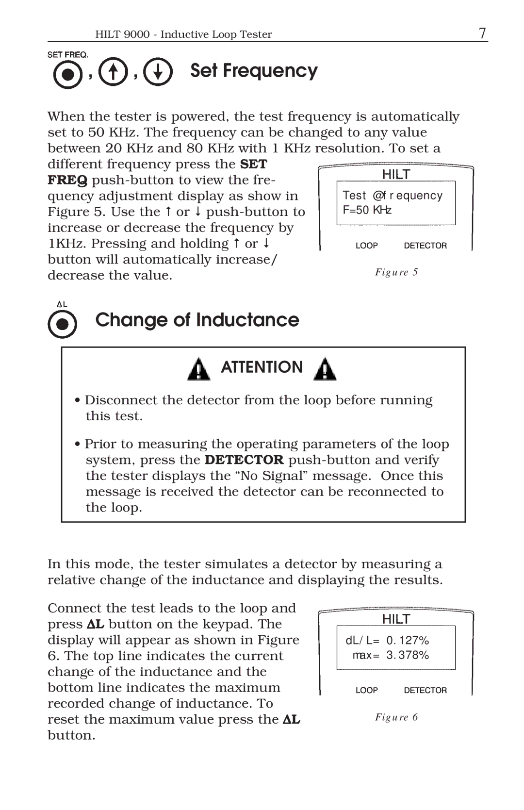 ATS HILT 9000 manual Set Frequency, Change of Inductance 