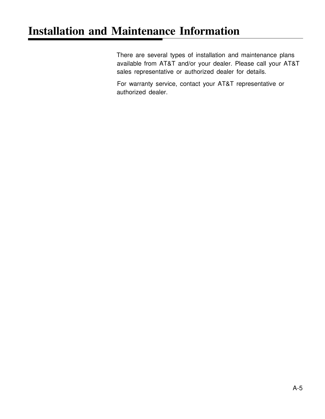 AT&T 0II722050-917 installation manual Installation and Maintenance Information 