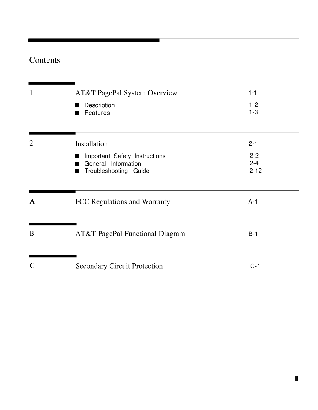 AT&T 0II722050-917 installation manual Contents 