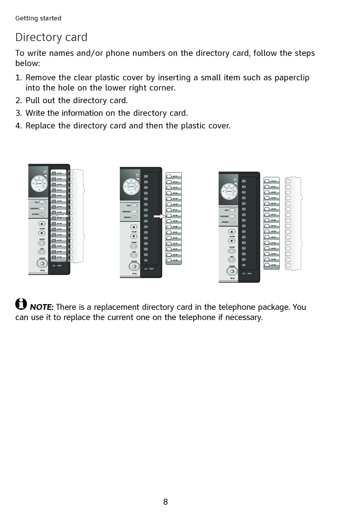 AT&T 1040 user manual Directory card 