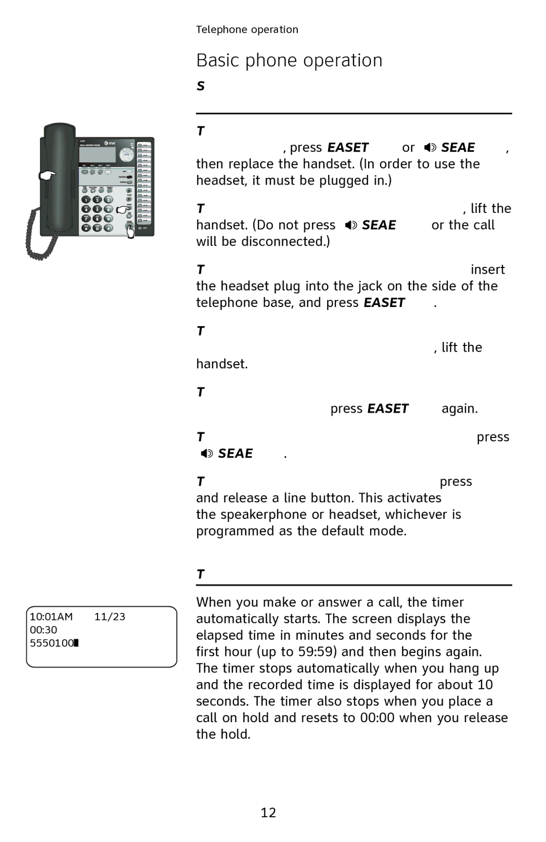 AT&T 1040 user manual Handset 