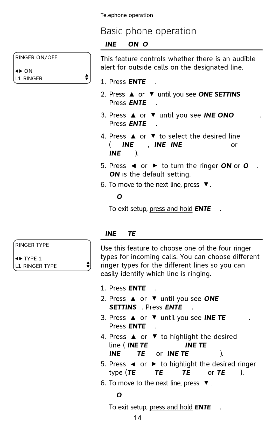 AT&T 1040 user manual Ringer on/off, L1 RINGER, L2 RINGER, L3 Ringer or L4 Ringer, Ringer type 