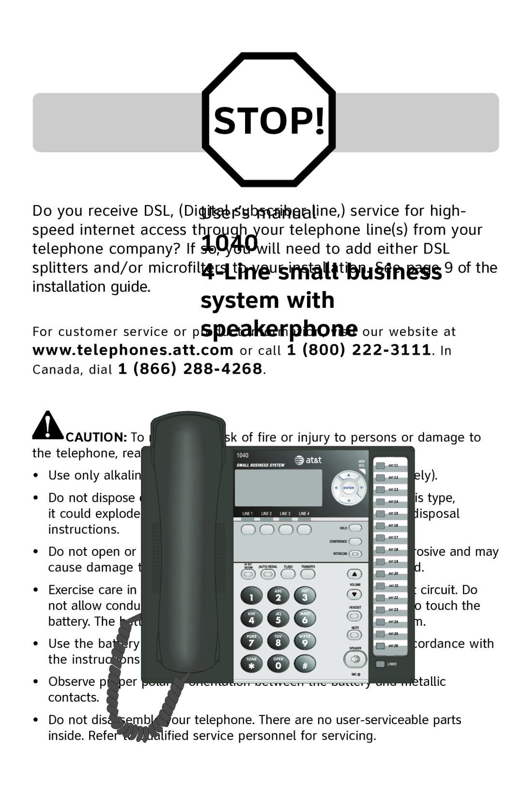 AT&T 1040 user manual Stop 