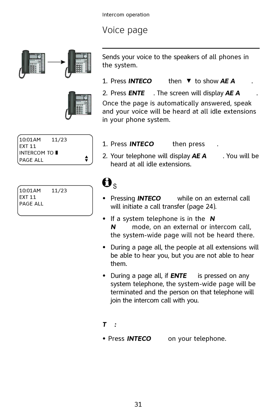 AT&T 1040 user manual All system-wide, Press Intercom then to show page ALL, Page-all shortcut, To end the page all 