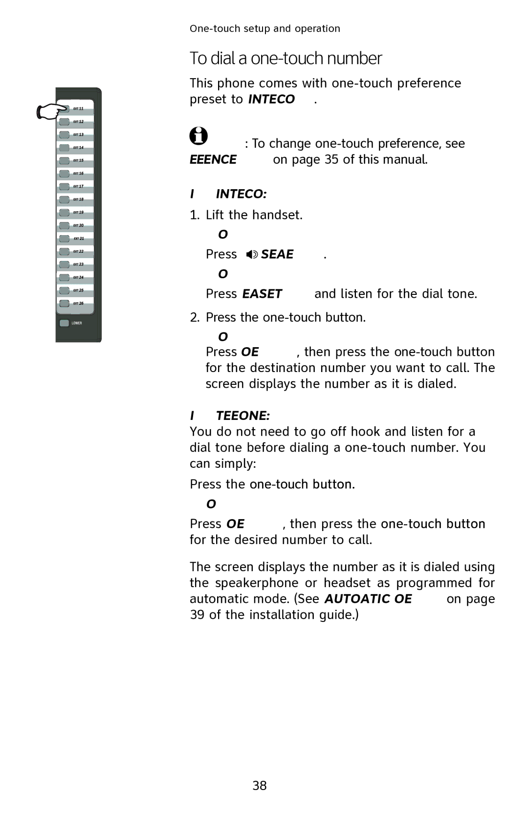 AT&T 1040 user manual To dial a one-touch number, If one-touch preference is set to Intercom 