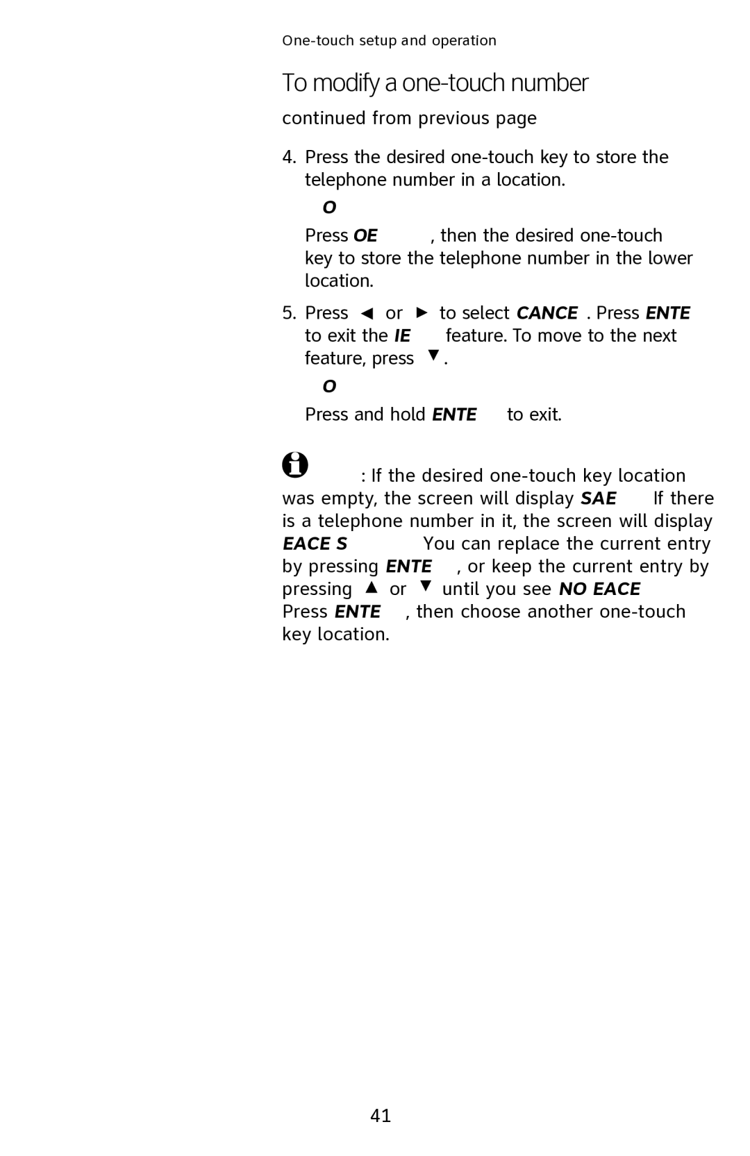 AT&T 1040 user manual To modify a one-touch number 